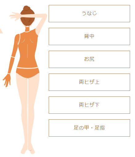 レジーナクリニック　全身脱毛　部位